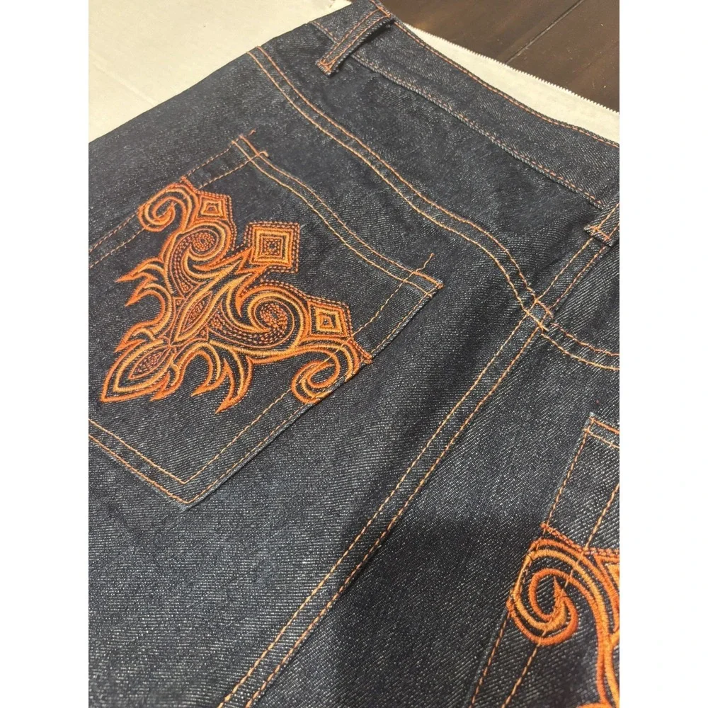 Vintage U T Sports Collections Baggy‎ Jean Shorts Y2K Embroidered Back Pockets